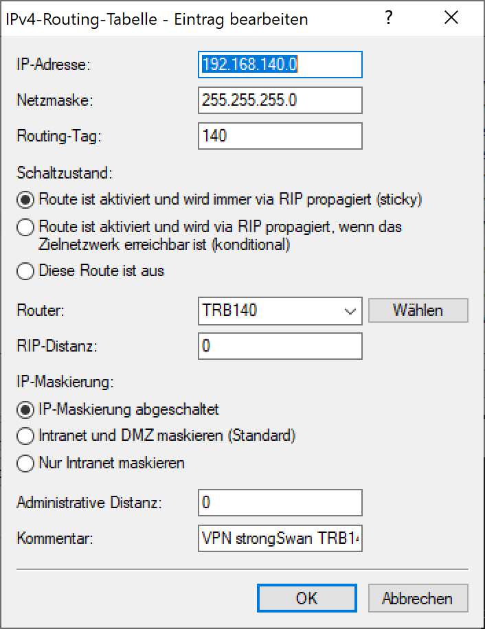 LANCOM IPv4-Routing-Tabelle