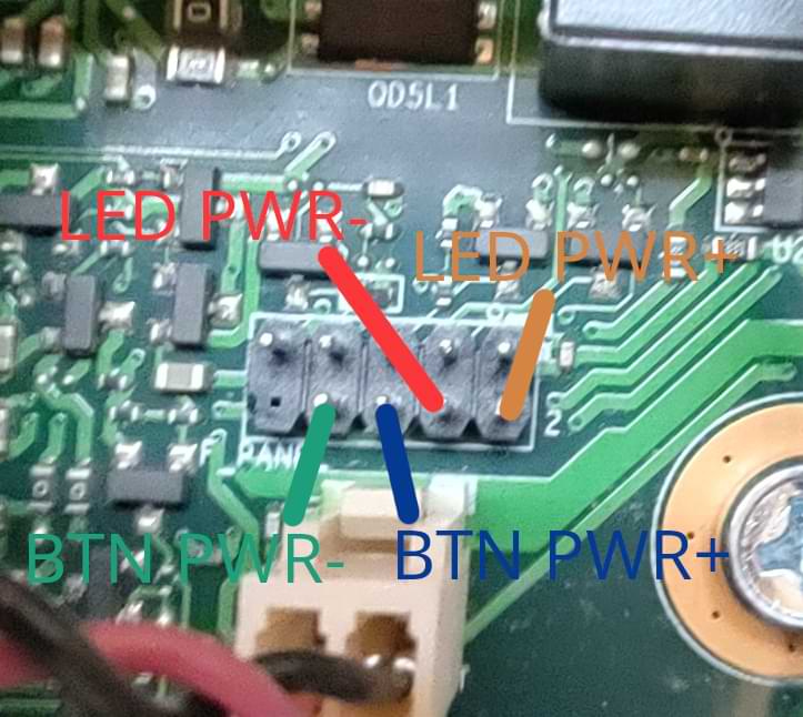 Einschalter- und Power-LED-Headerbelegung