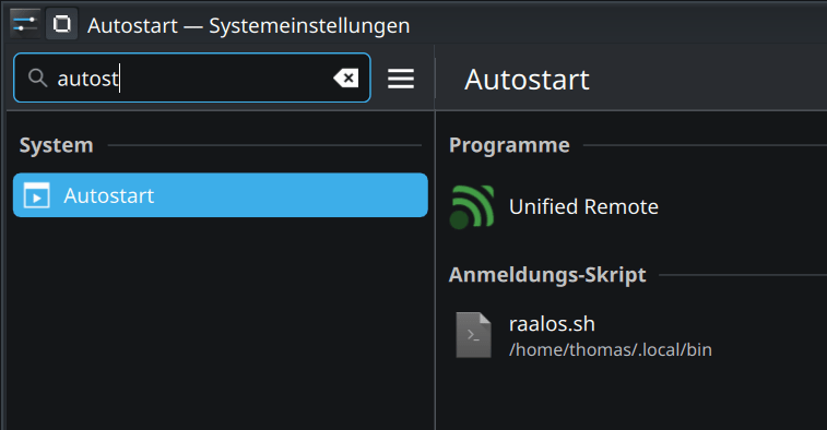 KDE Systemeinstellungen Autostart